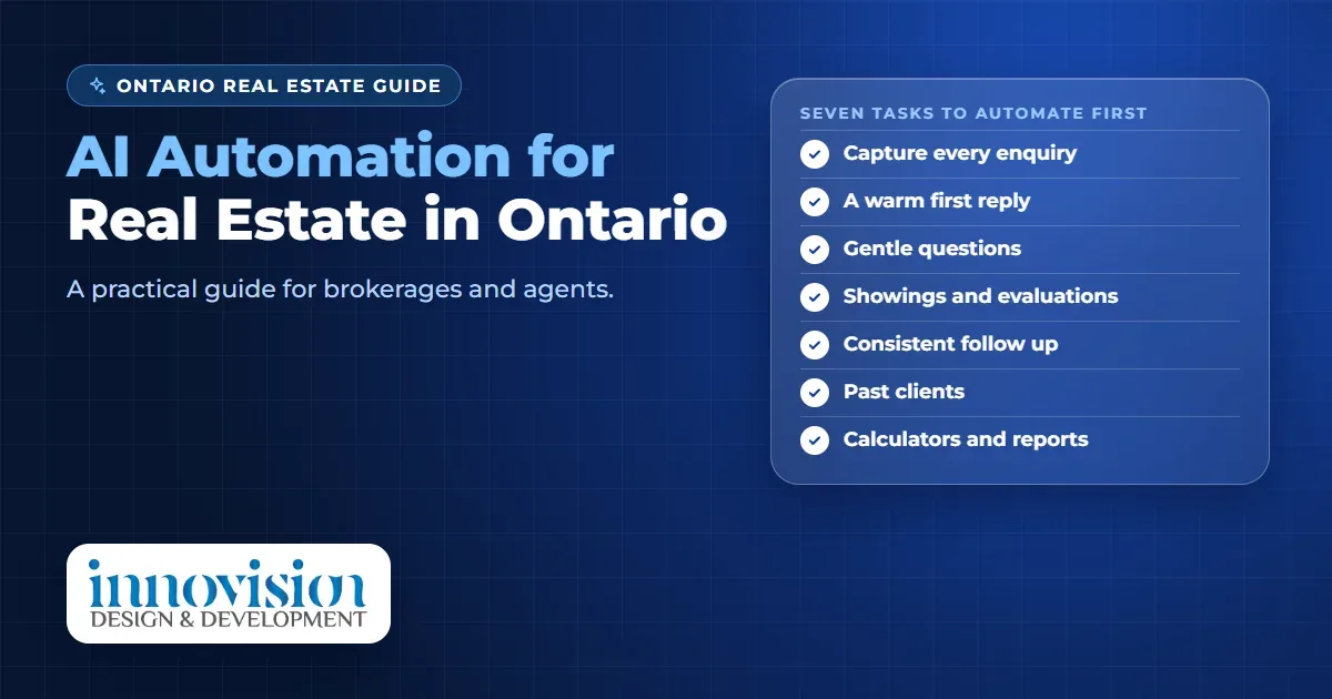 AI automation for real estate in Ontario: a practical guide for brokerages and agents, cover by Innovision Design & Development